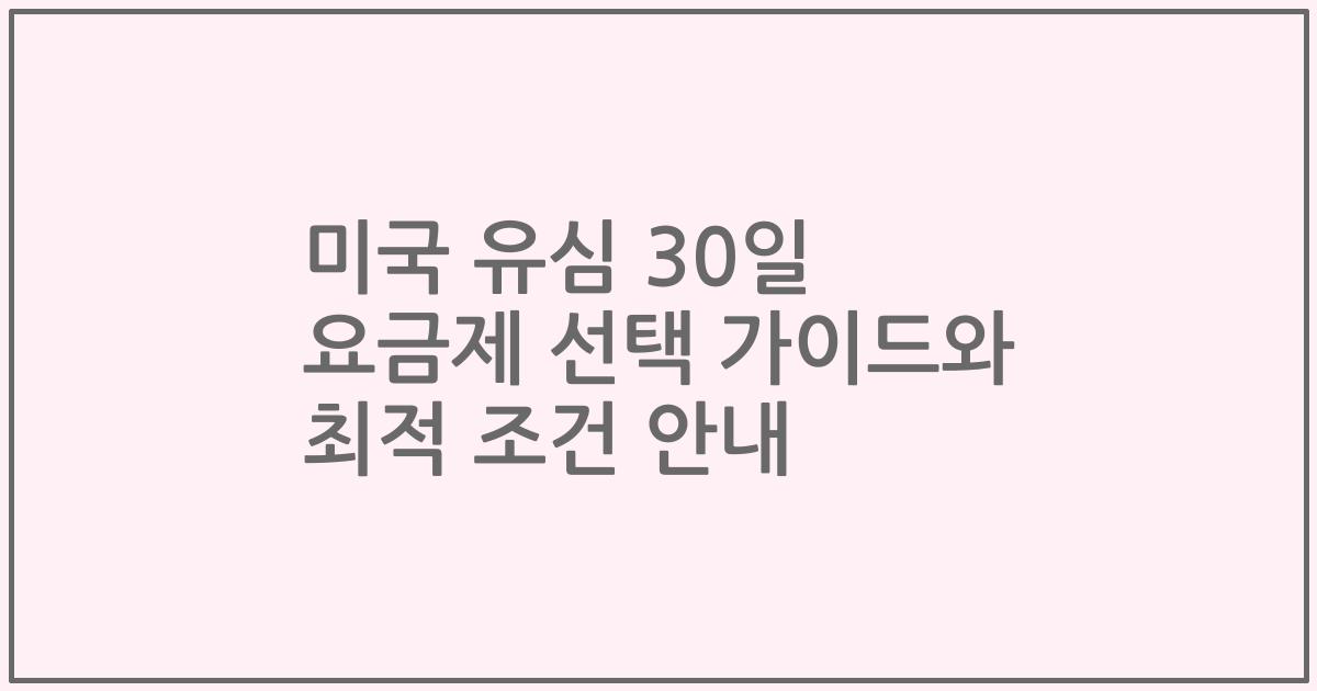 미국 유심 30일 요금제 선택 가이드와 최적 조건 안내